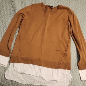Elegant Tan Layered Hem Sweater